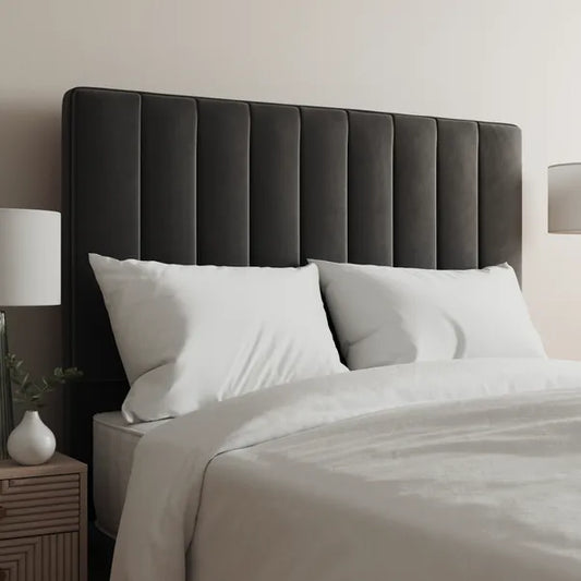 Velvet Vertical Stripe Headboard - Double Bed