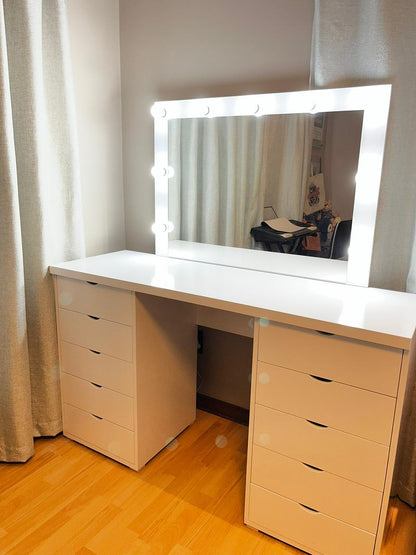 Moon Drawer Vanity Set (10 Drawer) with LED Mirror