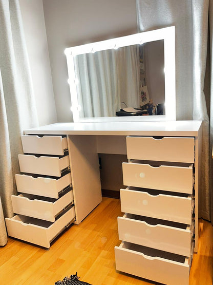 Moon Drawer Vanity Set (10 Drawer) with LED Mirror